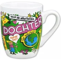 Paper Dreams mok cartoon-stijl dochter keramiek 325ml groen/wit