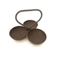 Varios Gerecycled metalen Kaarsen/amberblokjes kandelaar | 3-cup candleholder | ø16x13 | grijs