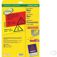 Avery afneembare neon etiketten ft 210 x 297 mm (b x h), doos van 25 blad, 25 stuks, neongeel