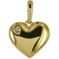 New Bling Cadeau voor haar 9NBSAM-G210511 Gouden hanger - Dames - Hartje - Zirkonia - 8,8 x 9,4 mm - 14 Karaat - Goud