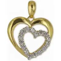 New Bling 9NBSAM-G210483 Gouden Hanger - Dames - Hartje - Zirkonia - 13,2 x 13,8 mm - 14 Karaat - Goud