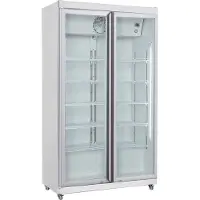 CombiSteel Koelkast - Wit - 2 Glasdeuren - 785L - Geforceerd - Wielen - 1120x595x1973mm - Horeca Koelkast