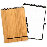 Bambook Notepad - Hardcover - A4 - Dotted pagina's - Met 1 gratis stift - Uitwisbaar schrijfblok / herbruikbaar notitieblok / duurzaam kladblok / whiteboard collegeblok
