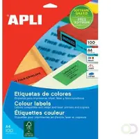 APLI Gekleurde etiketten ft 210 x 297 mm (b x h), rood, 100 stuks, 1 per blad