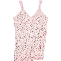 Claesen's singlet met bloemen roze Hemd Meisjes Stretchkatoen V-hals Bloemen - maat 140/146