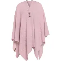 Knit Factory Jazz Gebreid Omslagvest - Dames Poncho - Wikkelvest - Gebreide roze poncho - Gebreide mantel - Winter poncho - Dames cape - One Size - Roze