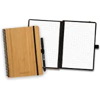 Bambook Classic uitwisbaar notitieboek - Hardcover - A5 - Geruite pagina's - Duurzaam, herbruikbaar whiteboard schrift - Met 1 gratis stift