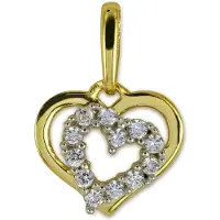 New Bling 9NBSAM-G210485 Gouden Hanger - Dames - Hartje - Zirkonia - 7,9 x 8,6 mm - 14 Karaat - Goud