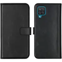 Selencia Echt Leren Bookcase voor de Samsung Galaxy A12 - Zwart