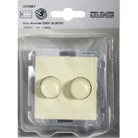 JUNG AS500 duo-draaidimmer - 2x 50 tot 300W - Inbouw - 230V en 230V halogeen - Crème