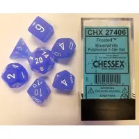 Chessex Frosted Blue/wit Polydice Dobbelsteen Set (7 stuks)