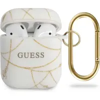 GUESS Guaca2Tpuchwh AirPods 1/2 hoesje, wit/gouden kettingcollectie