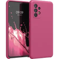 Kwmobile telefoonhoesje geschikt voor Samsung Galaxy A52 / A52 5G / A52s 5G - Hoesje met siliconen coating - Smartphone case in frambozenroze