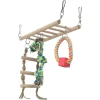 Trixie hangbrug met touwladder & speelgoed hamster hout 29x9x25 cm 3 st