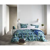 De Witte Lietaer Dekbedovertrek Checkered Sea Green Percal-240 x 200 / 220 cm | Lits-Jumeaux