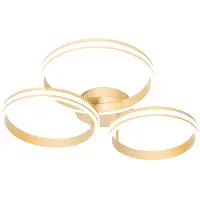 QAZQA Plafondlamp messing incl. LED 3-staps dimbaar 3-lichts - Navara