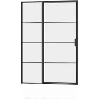 Guido Gusto Douchedeur met vast paneel voor nis 130x200cm 6mm Nano glas mat zwart serie Rafaella