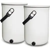 EM Bokashi - Design keukenemmers set van 2 stuks - Vanille - 9,6 liter - Composteren - Compost - Emmer - Wit