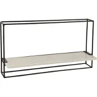 J-Line 11142 Muurrek 1plank Ijzer/Marmer Zwart/Wit Large