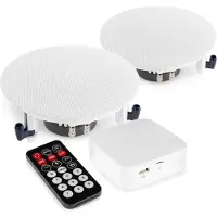 Tracer Speakers voor buiten - Muziekinstallatie met versterker met Bluetooth en 2 plafondspeakers - Ideaal voor terras, overkapping, etc.