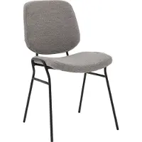 Goossens Eetkamerstoel Hjalmar grijs stof leuning, modern design