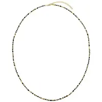 CO88 Collection 8CO-26262 Kralen Ketting - Dames - Glas - 2 mm - Staal - 3 mm - 70 + 7 cm - Zwart - Goudkleurig