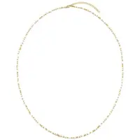 CO88 Collection 8CO-26263 Kralen Ketting - Dames - Glas - 2 mm - Staal - 3 mm - 70 + 7 cm - Wit - Goudkleurig