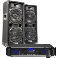 Fenton DJ geluidsinstallatie met Bluetooth - MAX28 DJ luidsprekers + Bluetooth versterker combinatie - 1600W