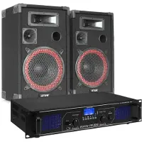 Fenton DJ set geluidsinstallatie - FPL500 klasse-D versterker met Bluetooth + XEN-3508 speakerset 8 inch - Complete set!