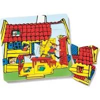 Pippi Kinderboeken, Langkous, houten puzzel, 3 lagen, educatief speelgoed