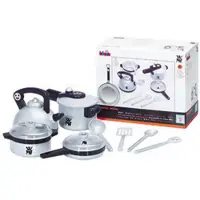 Klein Toys WMF pannenset - fluitketel, snelkookpan, koekenpan, braadpan met deksel en hoogwaardig speelgoedkeukengerei - grijs zwart