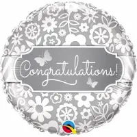 Qualatex - Folieballon Congratulations Zilver 45 cm