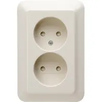 Kopp Rivo - Dubbele wandcontactdoos inbouw ongeaard (Crème)