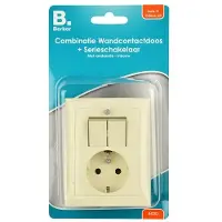 Berker S.1 - Enkelvoudige wandcontactdoos met Serieschakelaar inbouw geaard (Crème)