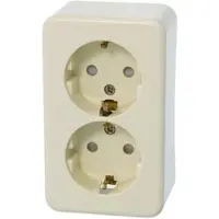 Schneider Merten Opbouw - Tweevoudige Wandcontactdoos opbouw geaard (Crème)