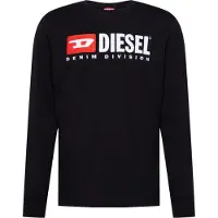 Diesel Denim Division Logo T-shirt Met Lange Mouwen, Zwart
