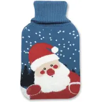Rojafit Warmwaterkruik - 2 Liter - Gebreide Hoes - Natuurrubber - Kerstman