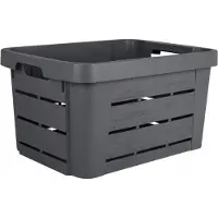 Eda Groente- en fruitmand - 45L - 55x29x40cm - Antraciet - Kunststof - Houtstructuur