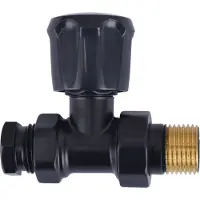 Riko Thermostatisch radiatorventiel 1/2"x15 mm met adaptor recht vernikkeld mat zwart