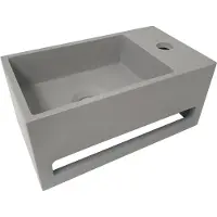 Wiesbaden Fontein met Handdoekhouder BWS Betonlook 35.6x20.3x15.9 cm Grijs (kraangat rechts)
