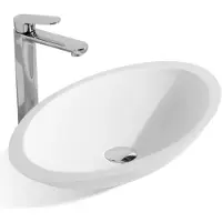 Wiesbaden Kim solid surface opbouwwastafel ovaal 59x35x11cm mat wit