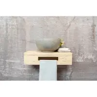 Saniclear Seba fontein met eiken plank en grijze terrazzo waskom voor in het toilet