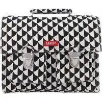 Bakker Made With Love - Mini Schooltas - Rugtas - Canvas - Fairtrade - Rugbanden - zwart wit print - 28x22x6 cm