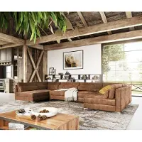 DELIFE Woonlandschap Elio XL 400x185 cm vinkunstleer tage bruin antiek