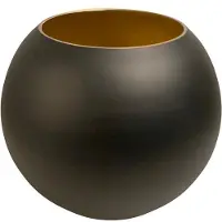 Vase the World Vaas - Zwart- Rond - Glas - Black gold Zambezi | Ø20,5 x H25 cm