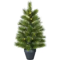 Black Box glendon kunstkerstboom met led in pot op batterij groen 30 lampjes met warmwit led maat in cm: 90 x 51