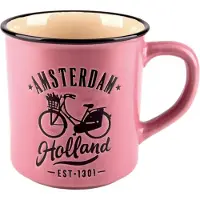 Matix Mok Amsterdam Holland - 300 ml - Keramiek - Roze/zwart - Per Stuk