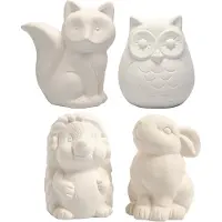 Packlinq Dierenspaarpotten, uil, vos, egel, haas, h: 9-10 cm, wit, 4stuks