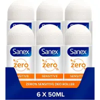 Sanex Zero% Sensitive Deodorant Roller 6 x 50ml - Voordeelverpakking