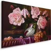 Karo-art Schilderij - Rozen in een Vaas, Premium Print op Canvas